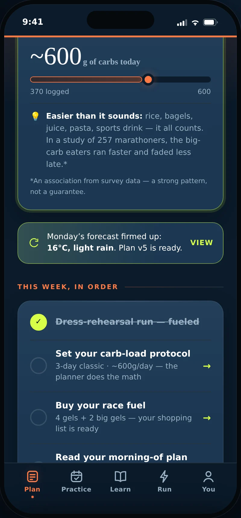 Race week: the forecast firmed up and a new plan version is ready