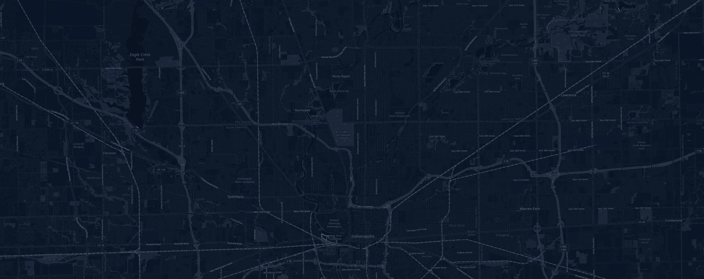 Map of the Indianapolis Monumental Marathon course with the 20 aid tables marked